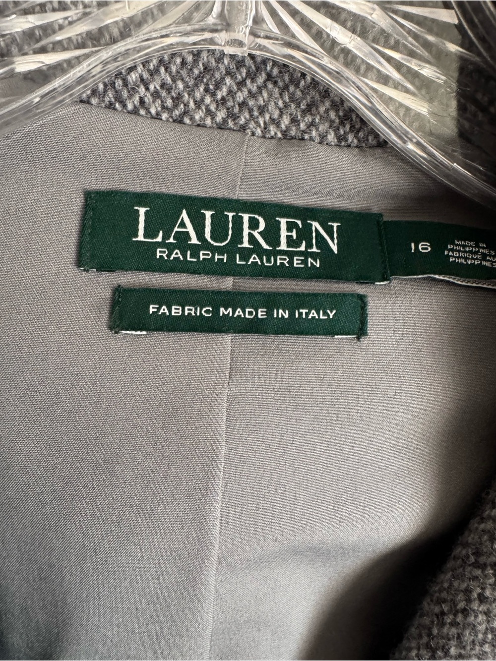 Lauren Ralph Lauren Single Button Tweed Blazer Wool Blend Gray Size 16 - Picture 12 of 13